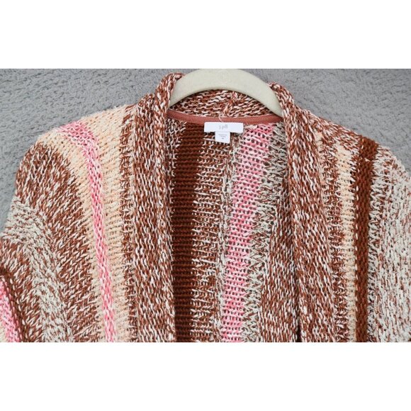 J.Jill 3D Knit Striped Short Sleeve Open Front Sweater-Size Medium-Soft-Hippie - Picture 5 of 11